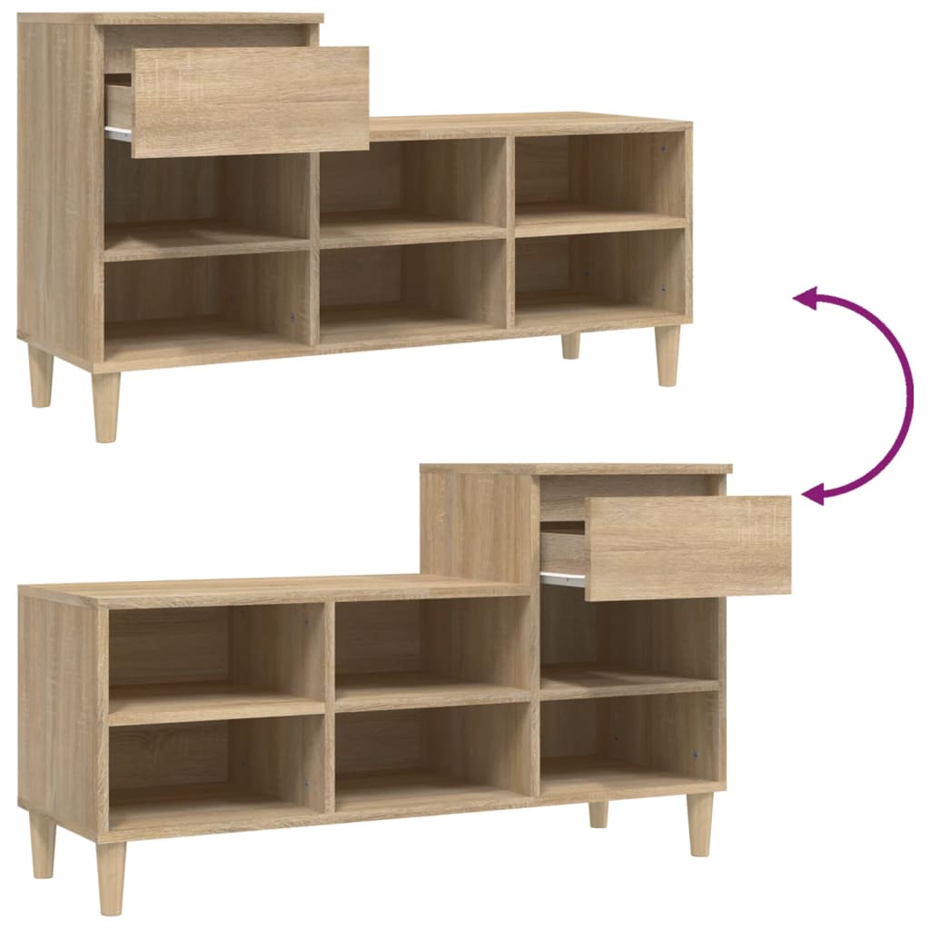 Schoenenkast 102X36X60 Cm Bewerkt Hout Kleurig Sonoma Eiken