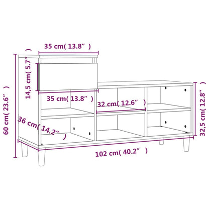 Schoenenkast 102X36X60 Cm Bewerkt Hout Kleurig Sonoma Eiken