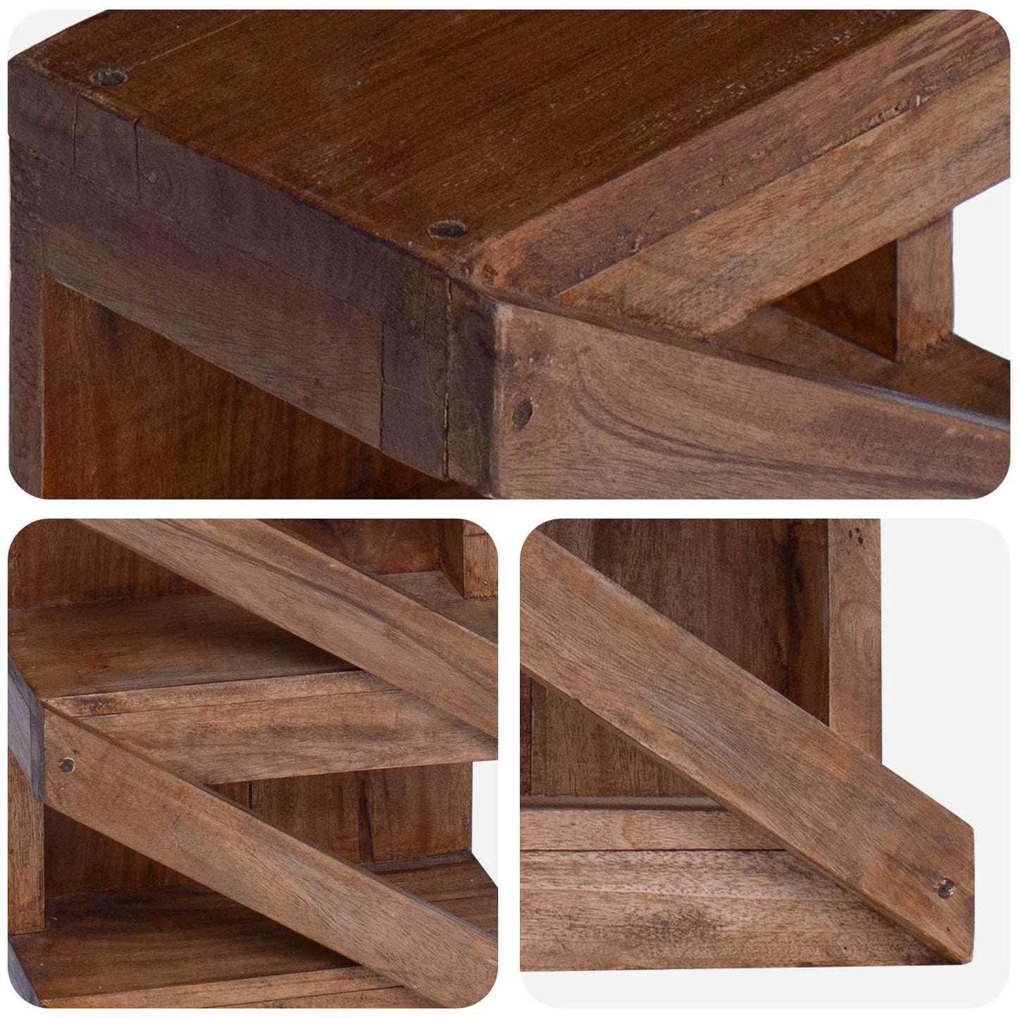 Wijnrek Naturel 24 X 14 X 80 Cm Massief Mahoniehout