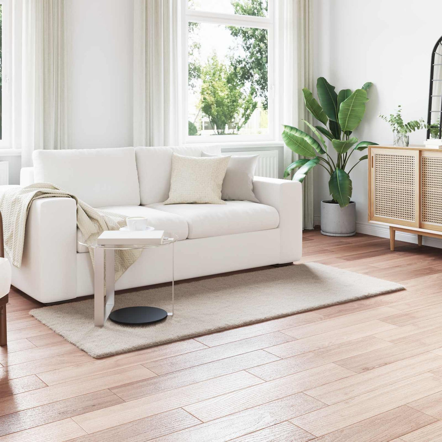 Antislip Vloerkleed Van Imitatie Konijnenbont Olite Beige