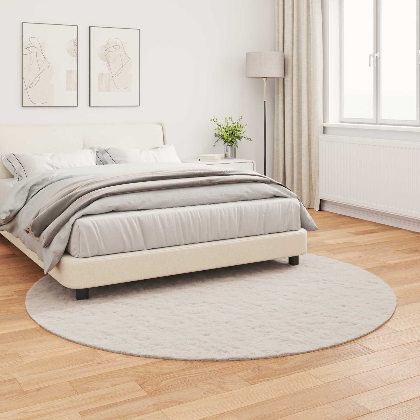Antislip Vloerkleed Van Imitatie Konijnenbont Olite Beige
