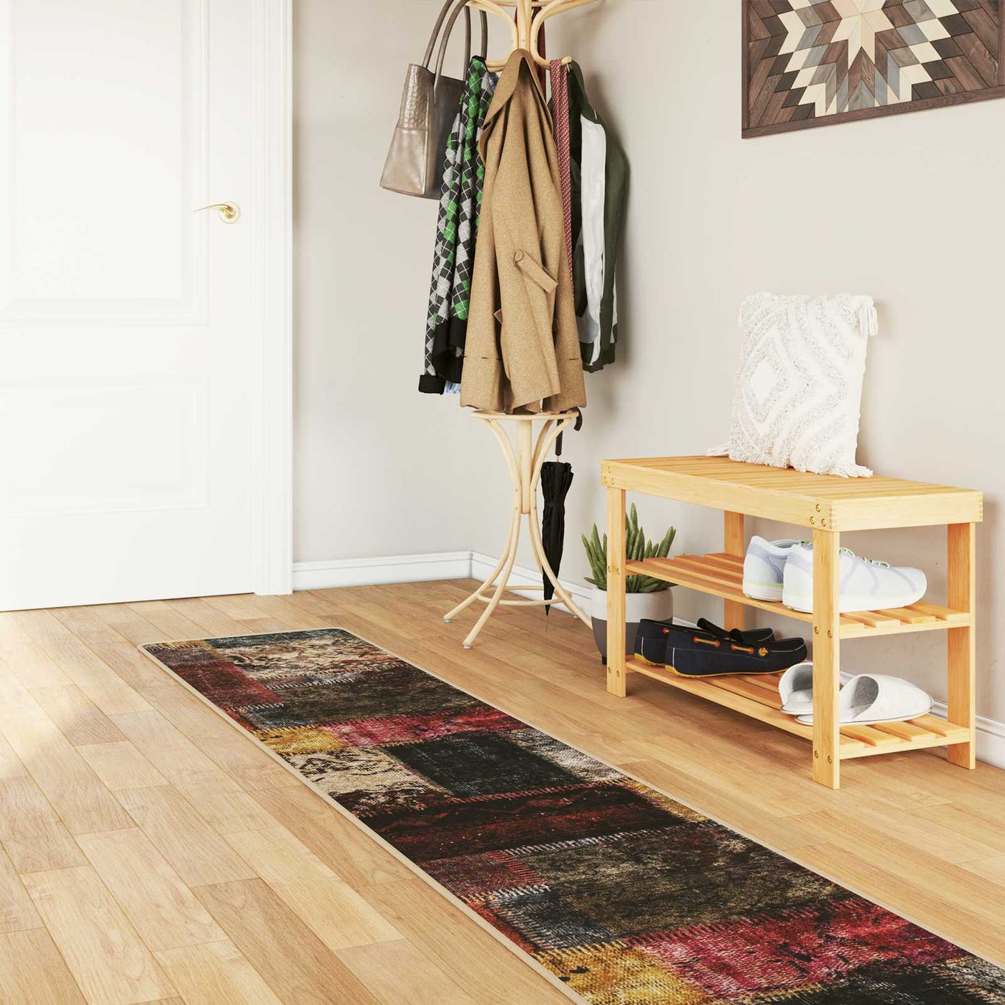 Vloerkleedloper Marsa Multikleur Polyester En Pvc Patchwork