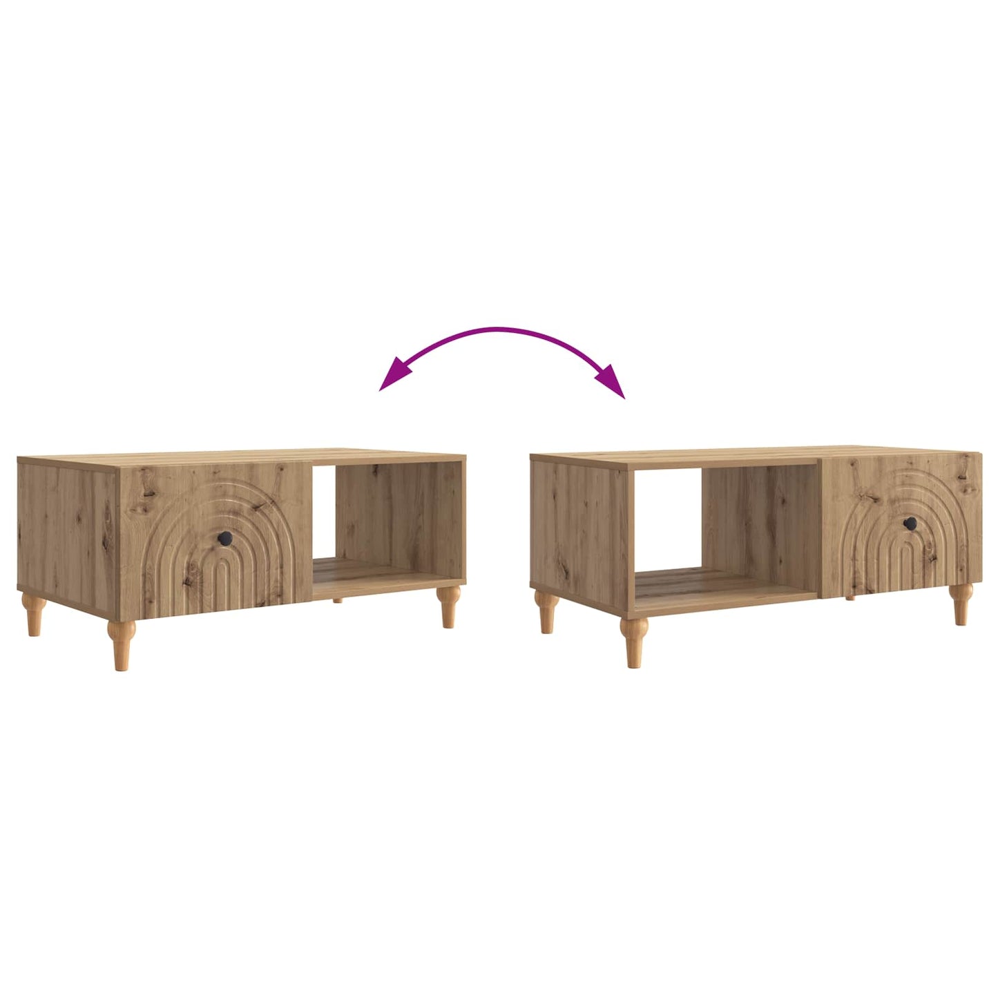 Salontafel 90 X 50 X 40 Cm Bewerkt Hout