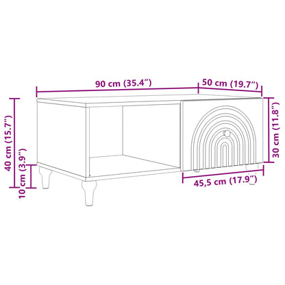 Salontafel 90 X 50 X 40 Cm Bewerkt Hout