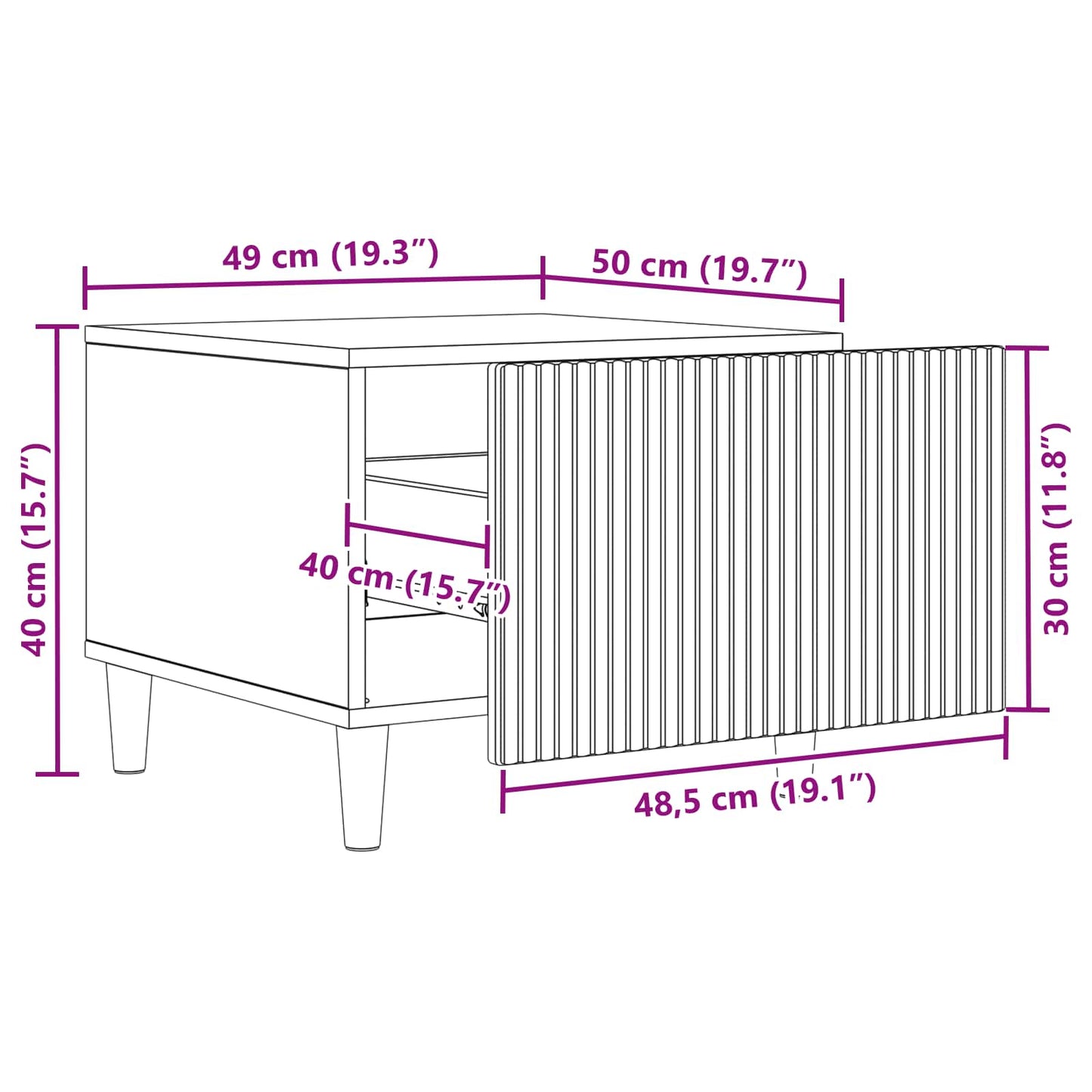 Salontafel 49 X 50 X 40 Cm Bewerkt Hout