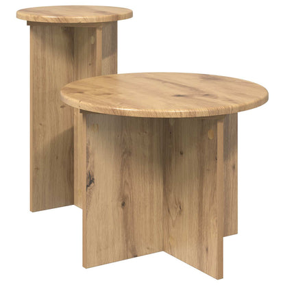 Bijzettafelset Met Opslag 2 Pcs Bewerkt Hout