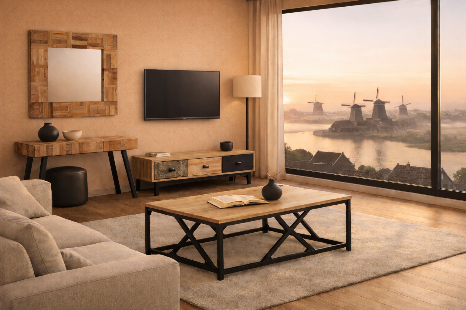 Algemeen interieur woonkamer rust en luxe meubels woning