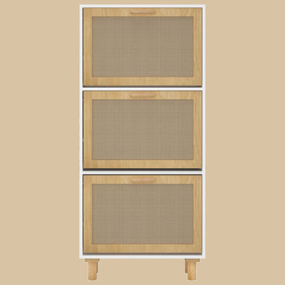 Schoenenkast 52X25X Bewerkt Hout En Natuurlijk Rattan Wit