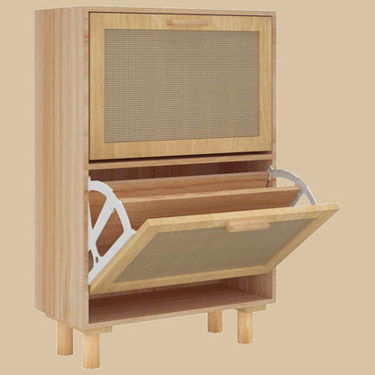 Schoenenkast 52X25X Bewerkt Hout & Natuurlijk Rattan Bruin