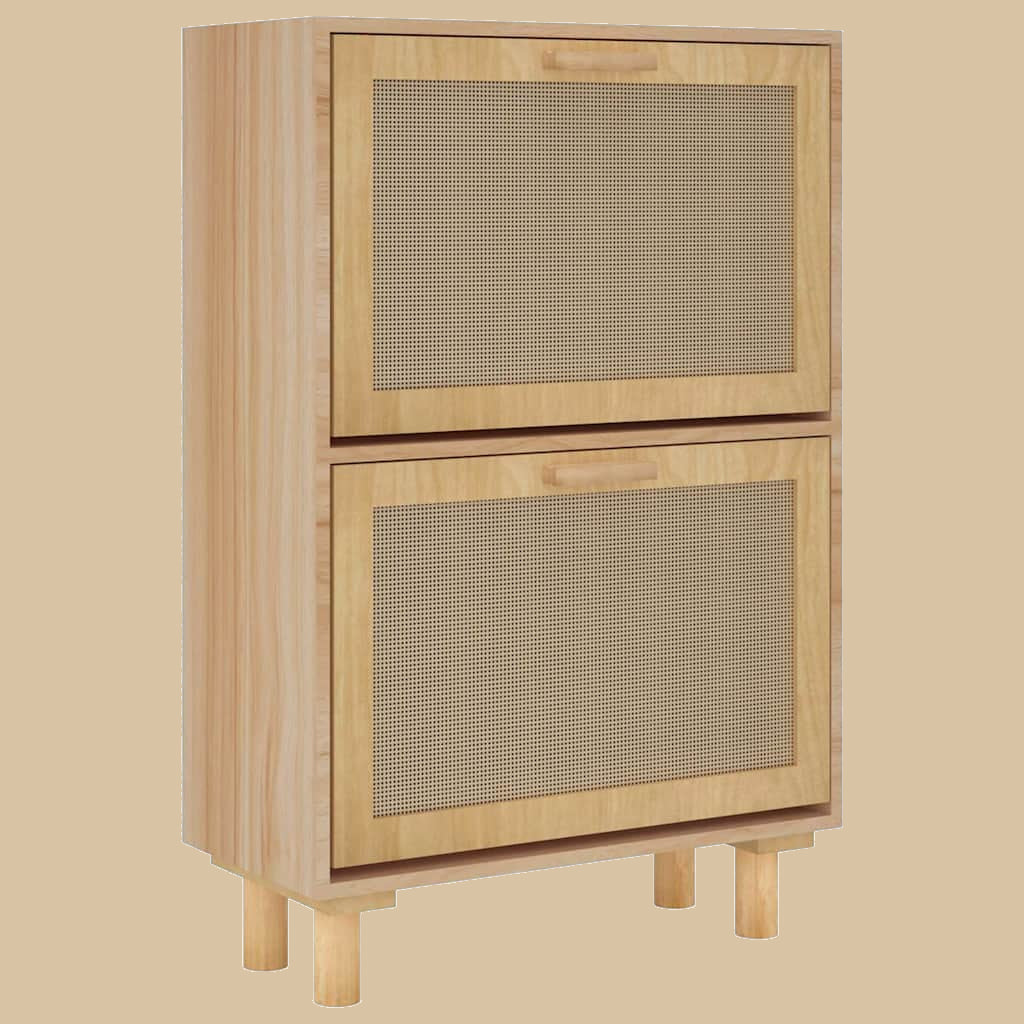 Schoenenkast 52X25X Bewerkt Hout & Natuurlijk Rattan Bruin
