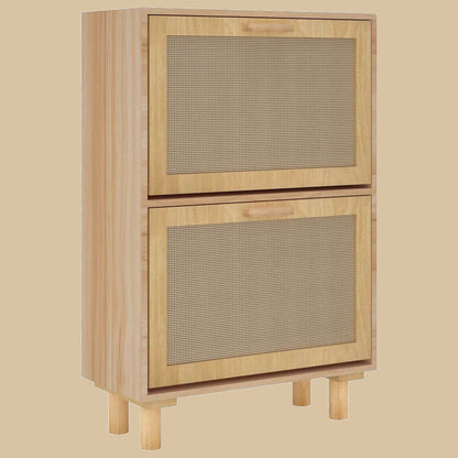 Schoenenkast 52X25X Bewerkt Hout & Natuurlijk Rattan Bruin