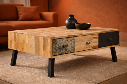 Milieuvriendelijke interieur collectie ReCircle Living met hout, textiel en zachte salontafel